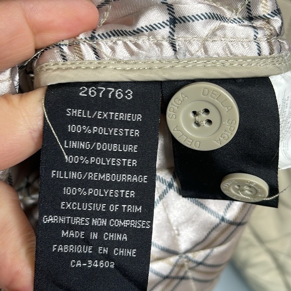 DELLA SPIGA Quilted Barn Jacket Oatmeal Cream Button Front Collar Pockets Size M - Picture 10 of 13